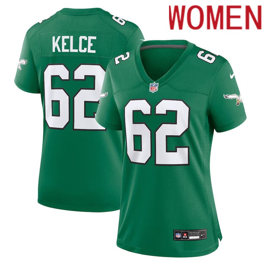 Women Philadelphia Eagles #62 Jason Kelce Nike Kelly Green Alternate Player Game NFL Jersey->minnesota timberwolves->NBA Jersey